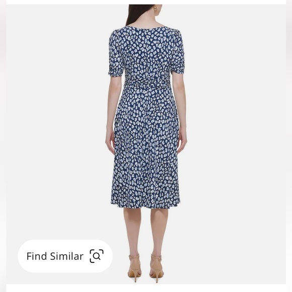 Jessica Howard, Printed Boat-Neck Ruched-Waist Dress, Size 12 Petite, EUC - Picture 2 of 5